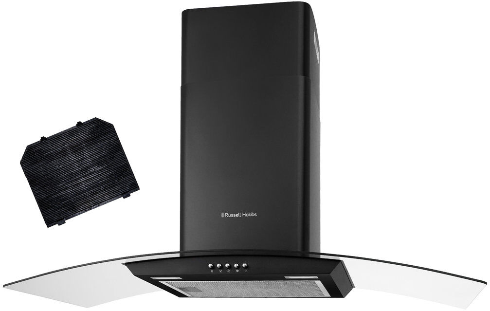 Russell Hobbs RH90GCH92A1SS 90cm Curved Glass Hood in Stainless Steel Black 89.5cm