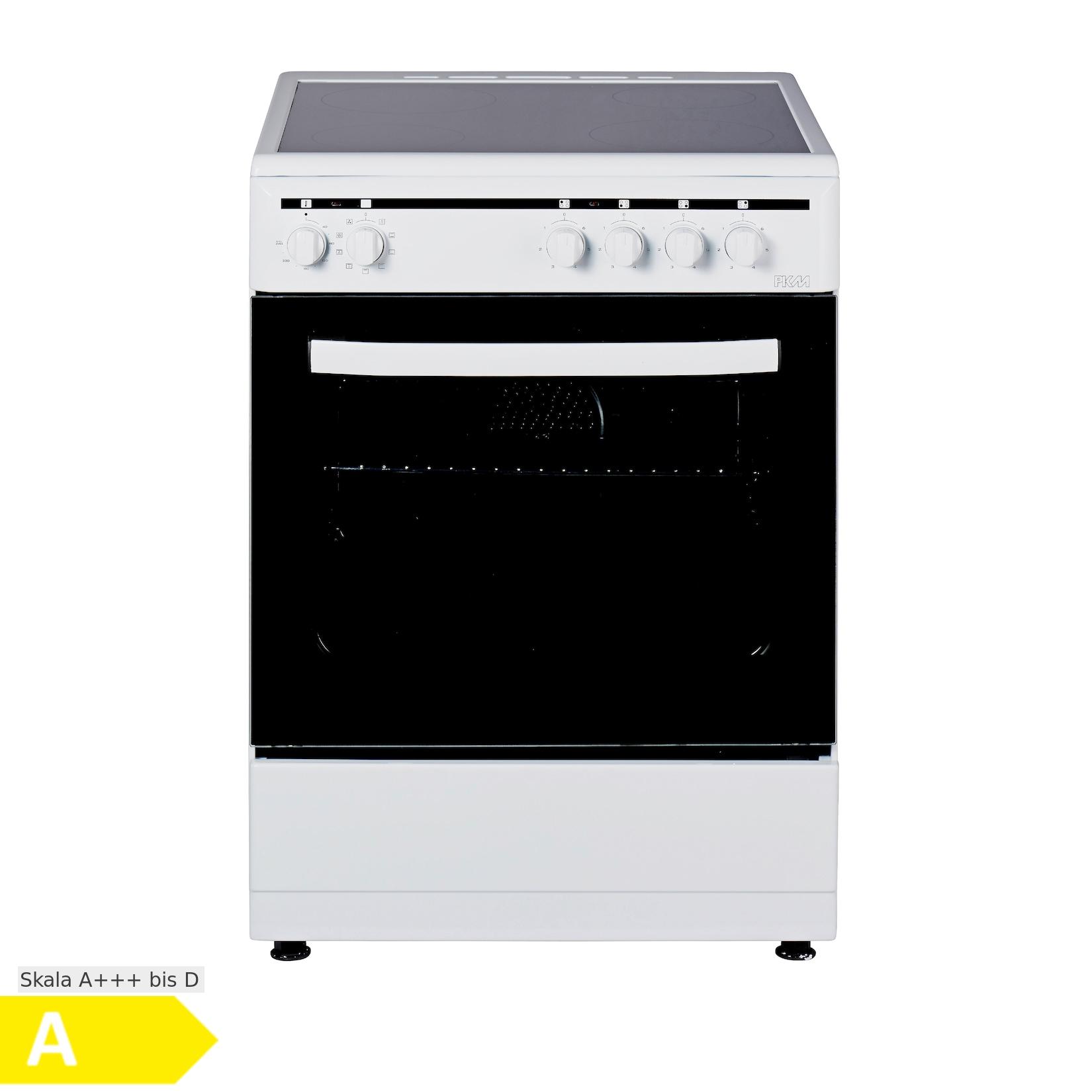 PKM Standherd Elektro EH 4-60 GK6 - Weiss; Standherd 60 cm, EEK: A ;4 Kochzonen, Grill, Umluft, Heißluft, 6 Backofenfunktionen