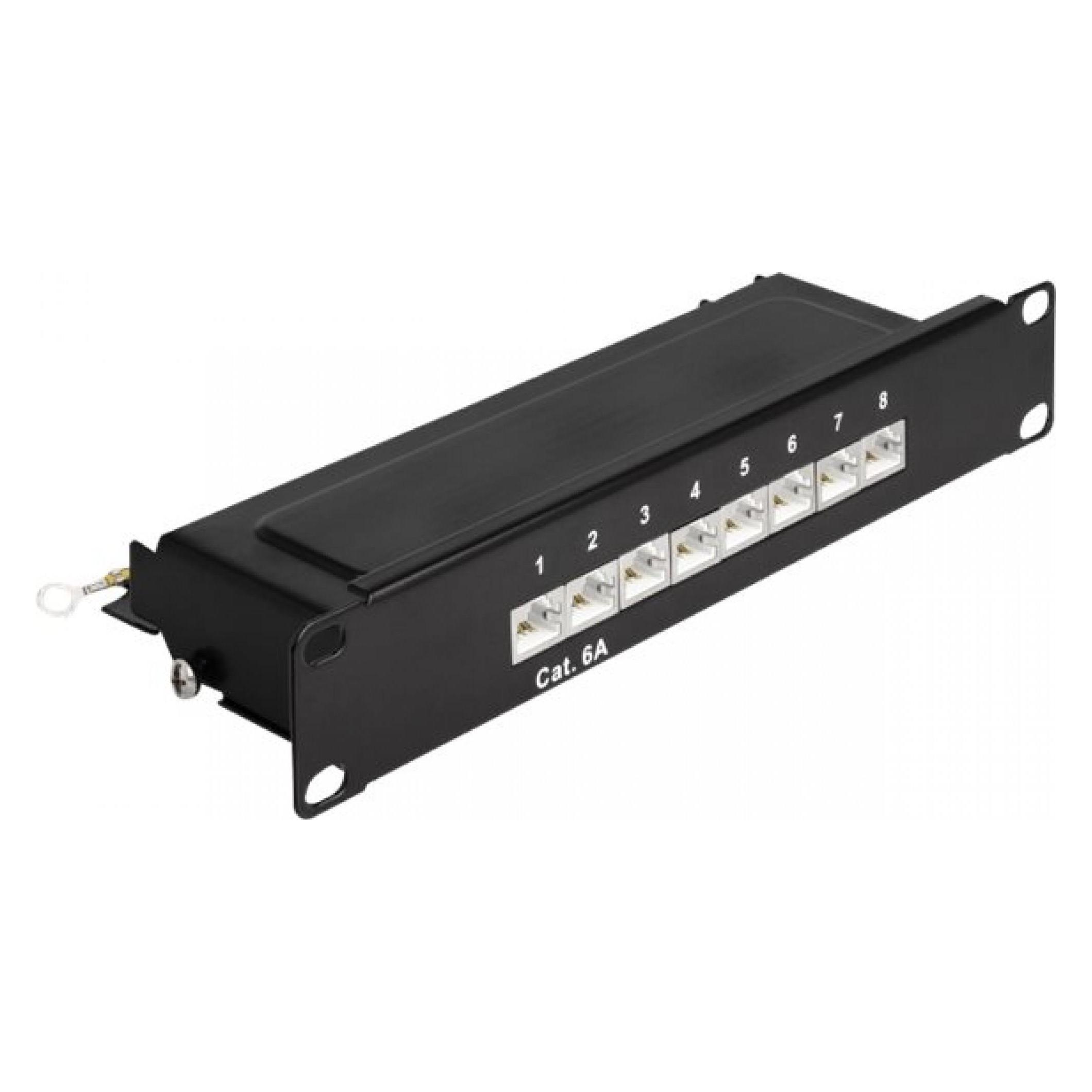 Delock 25,40cm (10") Patchpanel 8 Port Cat.6A 1 HE schwarz (66872)