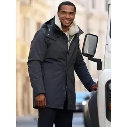 emilio adani Herren 2 in 1 Jacke mit Funktion Grau regular uni Kapuze - 52