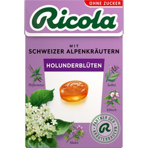 Ricola Kräuterbonbons Holunderblüten, zuckerfrei, in Schachtel, 50g