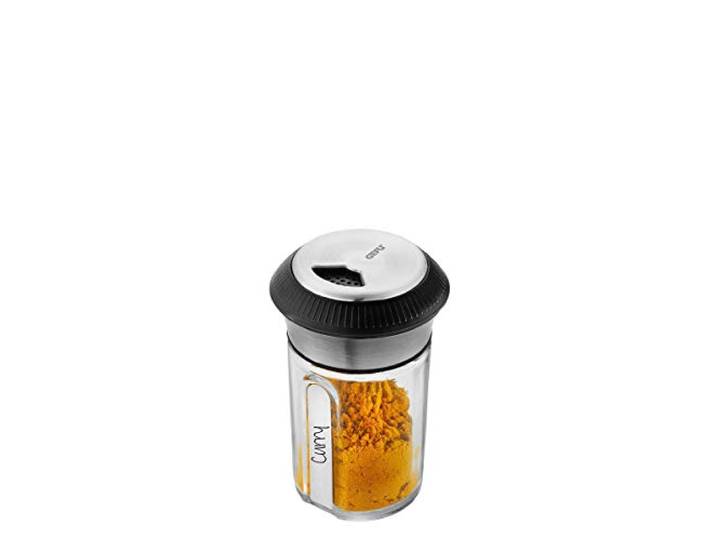Gefu Gewürz- und Kräuterstreuer X-Plosion, Kräuter Streuer, Gewürzstreuer, Salzstreuer, Pfefferstreuer, Edelstahl/Glas/Kunststoff, Schwarz/Silber, 34622
