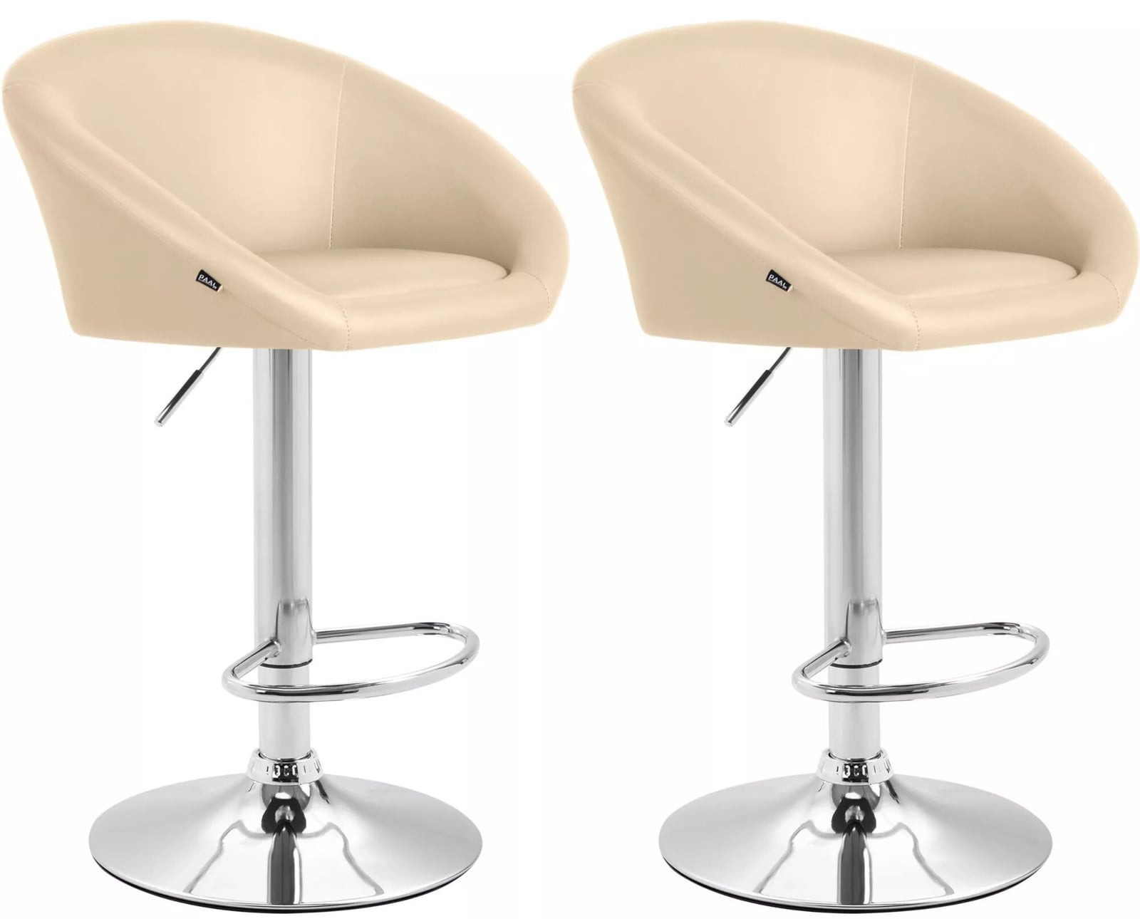 And Outdoor Match barkruk Nina Dawn - Beige - Chroom - Modern design - Met rugleuning en voetsteun - Kunstleer