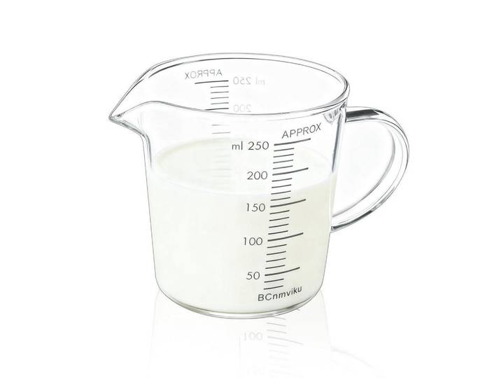 Messbecher Glas 250 ml Borosilikatglas, Transparent, Backen & Backzubehör, Messbecher