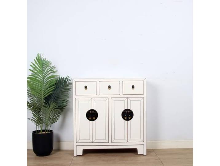 chinesische Kommode 25 cm Tief Orientalisch/Asiatisch Stil Cremeweiß