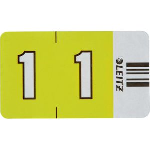 Leitz Ziffernsignale Orgacolor, 6601-00-00, Nummer 1, gelb, selbstklebend, mit Strichcode, 100 Stück