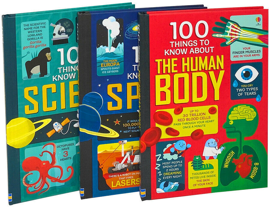 Usborne 100 Things to Know About 3 Books Collection Set - Space, The Human Body, Science