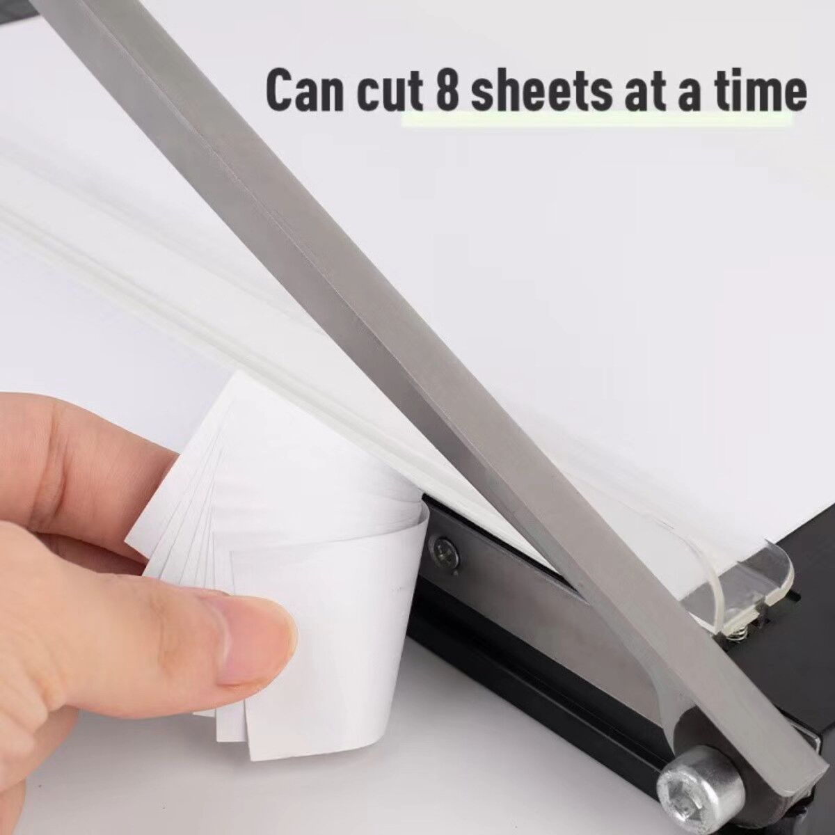 INF Massicot papier multifonction avec coupe-coins R4, perforatrice et verrouillage de sécurité Blanc