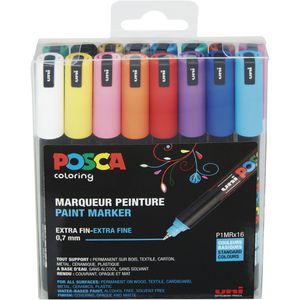 Posca Acrylstifte PC-1MR, Pigmentmarker, sortiert, Rundspitze, 16 Stück