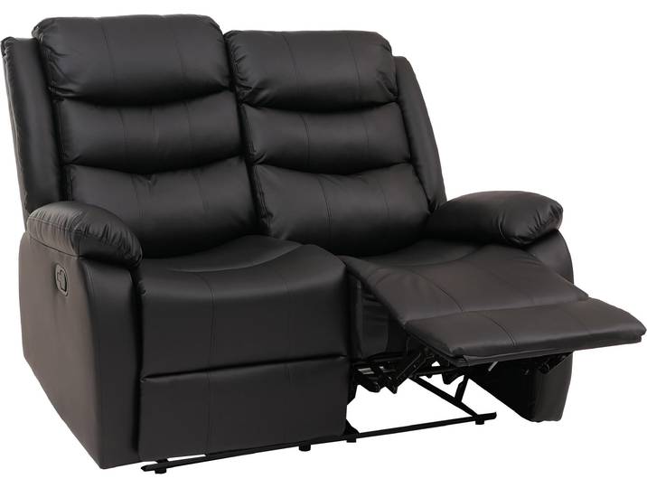 2er Kinosessel HWC-O62, Relaxsessel Fernsehsessel mit Armlehne, Liegefunktion Kunstleder schwarz