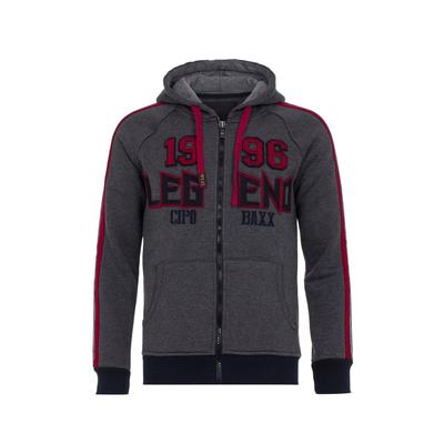 Sweatjacke CIPO & BAXX "Cipo & Baxx Sweatjacke", Herren, Gr. M, grau (anthrazit), Obermaterial: 70% Baumwolle CO. 30% Polyester PES., uni, regular fit, Sweatjacken Sweatjacke, Mit lässiger Kapuze, CL357