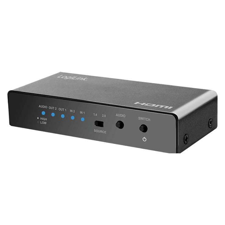 LogiLink HDMI-Switch, 2x2-Port, bidirekt, 4K/60 Hz, EDID, HDCP, HDR, Downscaler (HD0039)