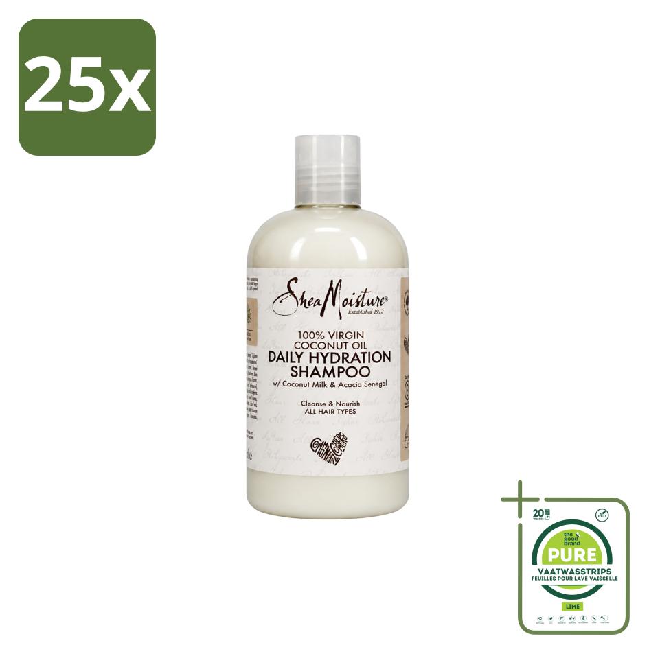 25 x Shea Moisture Virgin Coconut Oil Daily Hydration Shampoo 384 ml - Großpackung - 25 Stücke