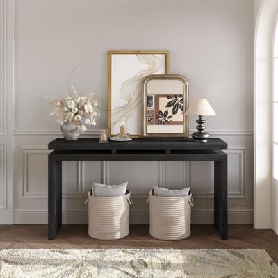 "60"" Antique Retro Wooden Entryway Console Table with Double Board"