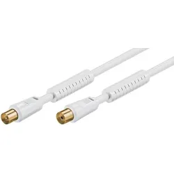 Antennen Anschlusskabel, 4-Fach geschirmt, >110dB, IEC/Koax-Stecker  IEC/Koax-Buchse weiß - Länge: 5,00 m