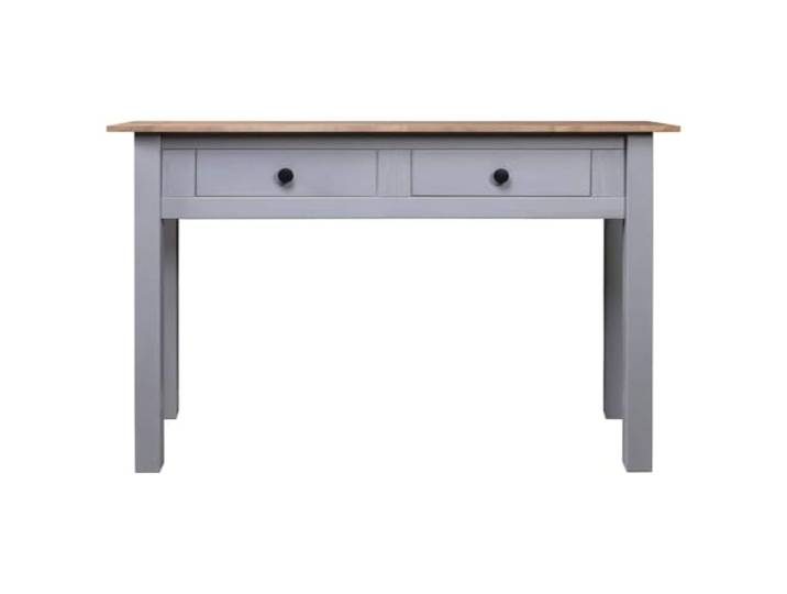 GPUTYGHN Konsolentisch Grau 110x40x72 cm Kiefernholz Panama Massives Kiefernholz, 2 Schubladen, rustikaler Look, kompaktes Design, einfache Montage, vielseitig nutzbar