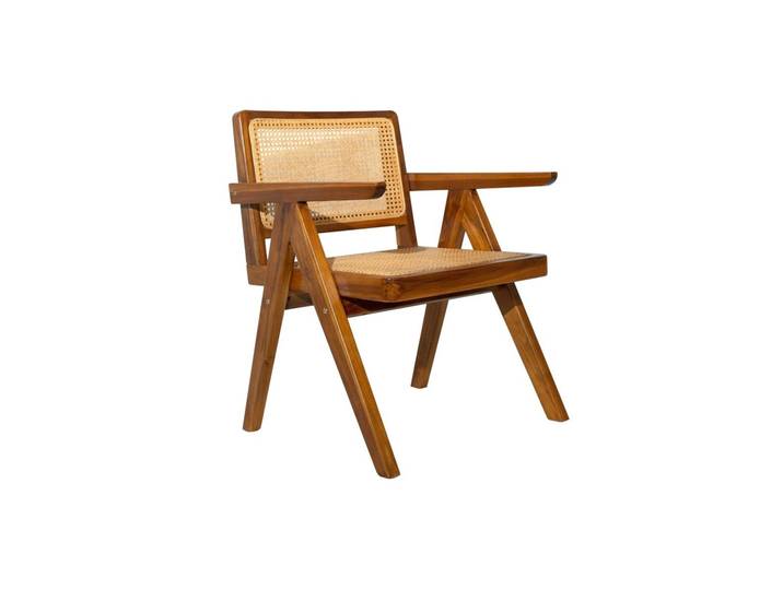 Chaise vintage en bois teck massif et cannage rotin JANNIE