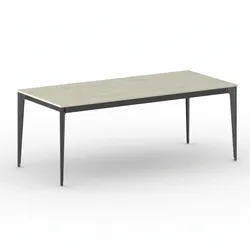 Bürotisch PRIMO ACTION 200x90 cm, schwarzes Metallgestell, Eiche natur