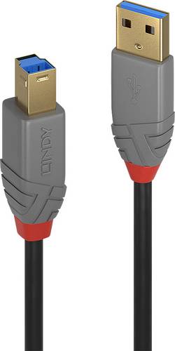 LINDY USB-Kabel USB 3.2 Gen1 USB-A Stecker, USB-B Stecker 1.00m Schwarz 36741