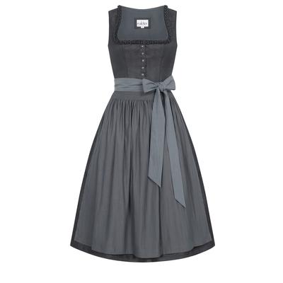 Dirndl NÜBLER "Midi Dirndl Kimberly", Damen, Gr. 48, EURO, grau, Obermaterial: 70% Polyester PES. 30% Viskose CV., Kleider
