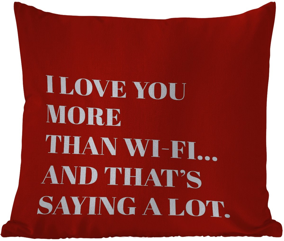 Weerbestendig buitenkussen met quote Liefde - Rood - 50 x 50 cm