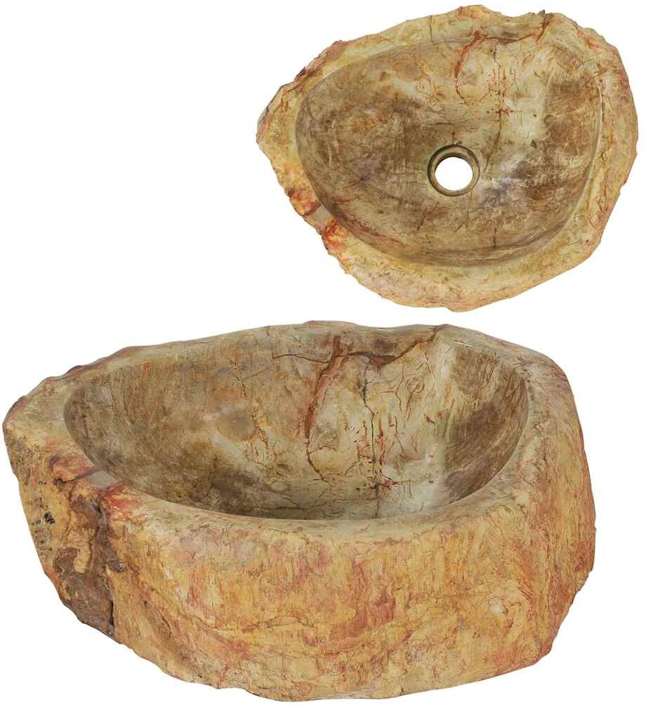 vidaXL Évier 45x35x15 cm Pierre fossile Crème