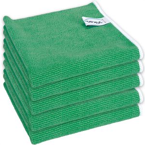 Vikan Allzwecktuch Original Mikrofaser Tuch, 32 x 32 cm, aus Mikrofaser, grün, waschbar, 5 Stück