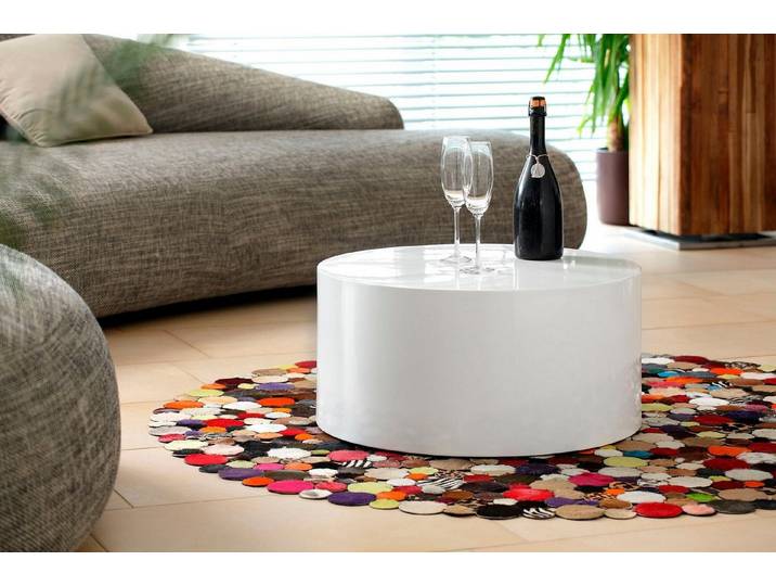 SalesFever Couchtisch Design-Couchtisch Hochglanz weiß, Ø 60 cm, Moderner Wohnzimmertisch aus Holz Hochglanz lackiert