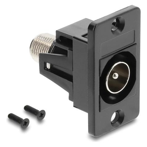 Delock Panel Mount IEC Stecker zu F Buchse schwarz (Antennenkabel) (91197)