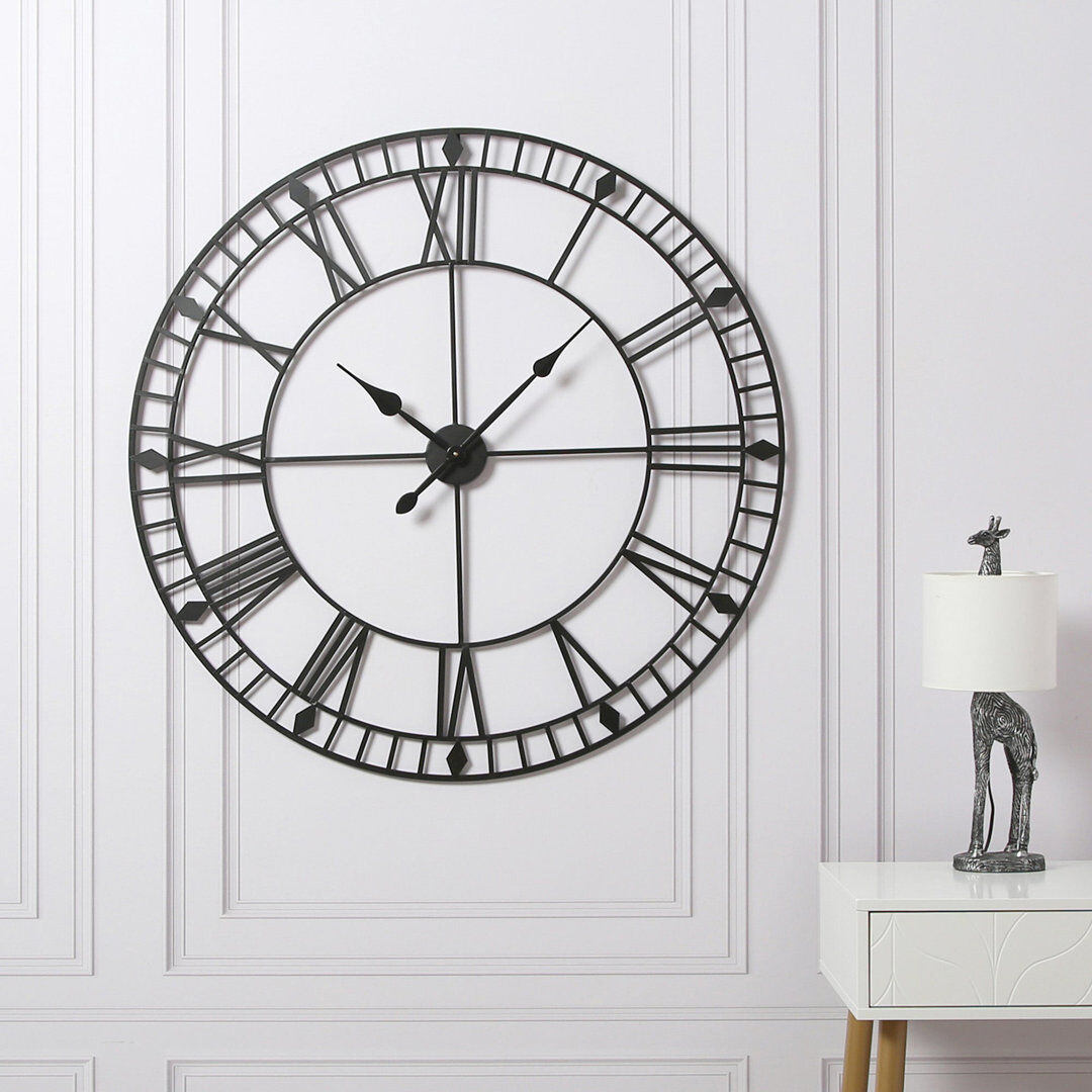 Borough Wharf Abdulkader Iron Skeleton Wall Clock Black Large