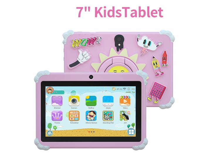 Nouvelle tablette pour enfants de 7 pouces avec motif de dessin animé, processeur quadricœur, 4 Go + 64 Go de ROM, Android 13, jeux éducatifs, tablettes pour enfants, cadeaux pour enfants