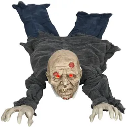HALLOWEEN-DEKORATION Zombie Untoter 1,40 m Halloween-Zombie mit Leuchtende Augen