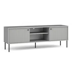 LOWBOARD Irelis 2T Grau 158/54,8/40,5 cm – mit geriffelten Fronten und offener Ablage