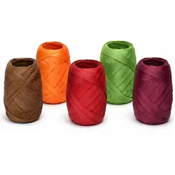 Creativery 5x20m Papierband Raffiabast Set Geschenkband Raffia Papier Schnur Craft Verpackung Bastband Bastelband Geschenke Deko Orange Rot Grün Bordeaux Braun