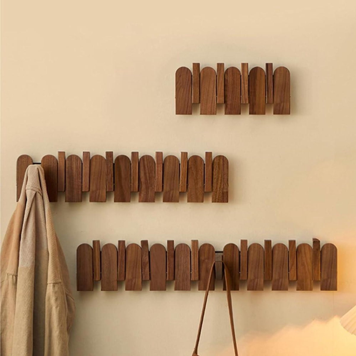 Kapstok Wandmontage in Piano Stijl Design van Natuurlijk Hout - 71 cm