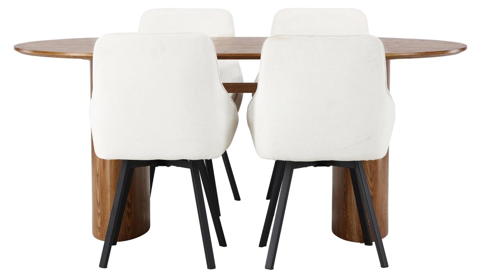 Eetset Isolde natuurlijke eettafel met 4 beige stoelen