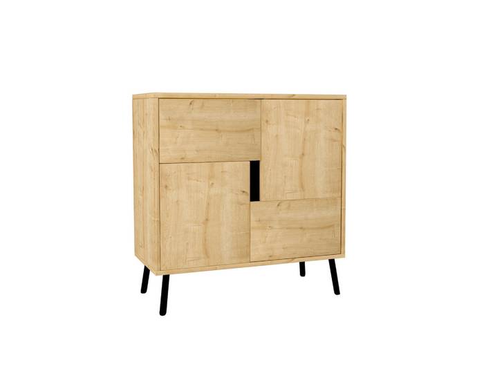 Livetastic Kommode, Schwarz, Eiche, Metall, 35x79x76.5 cm, stehend, Holzmöbel, Kleinmöbel Holz, Holzkommoden