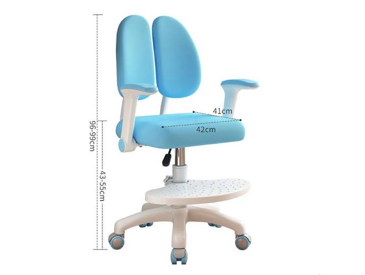 Chaise de bureau pour enfants avec roues à 360 degrés réglable en hauteur et en profondeur posture assise correcte (bleu)