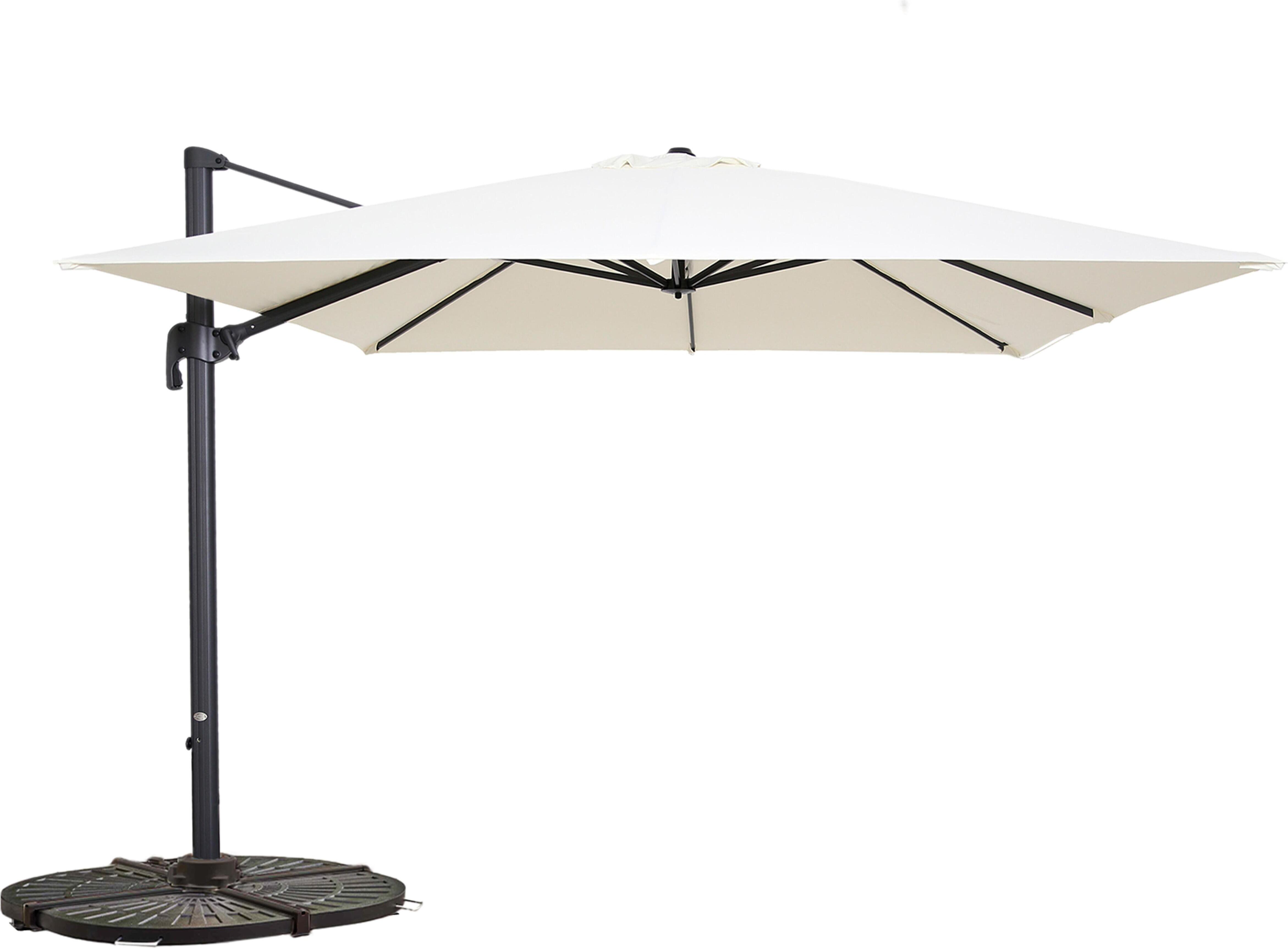 360° Sonnenschirm rotierend 3x3m 4 Gew. Platten Weiß - Oviala Malaga