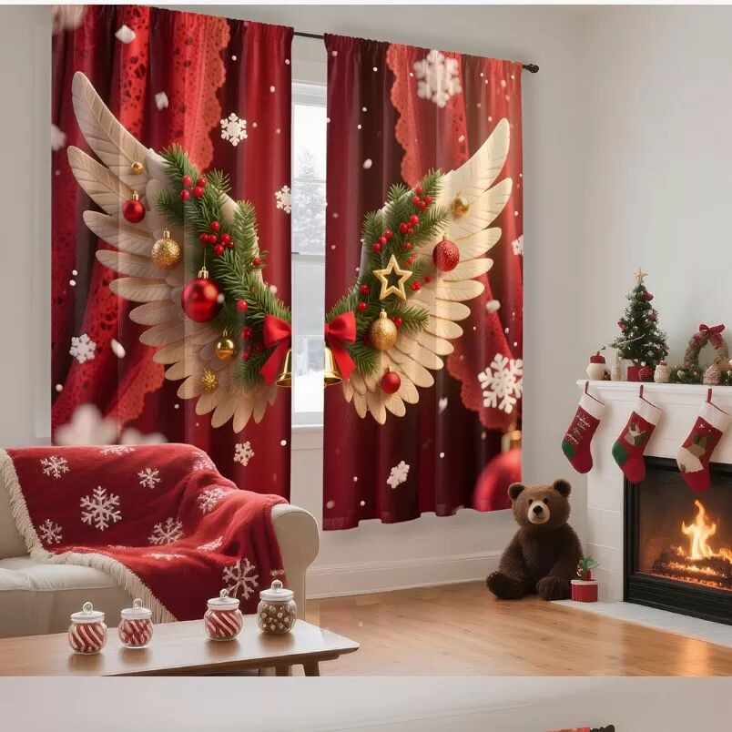 INF Europäische und amerikanische Weihnachtsdekorationsvorhänge (2er-Set) M