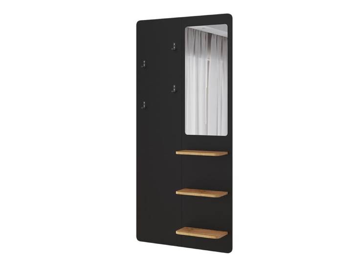 Portemanteau mural Jochen 70x150cm avec miroir Noir/Chêne Vicco 54268