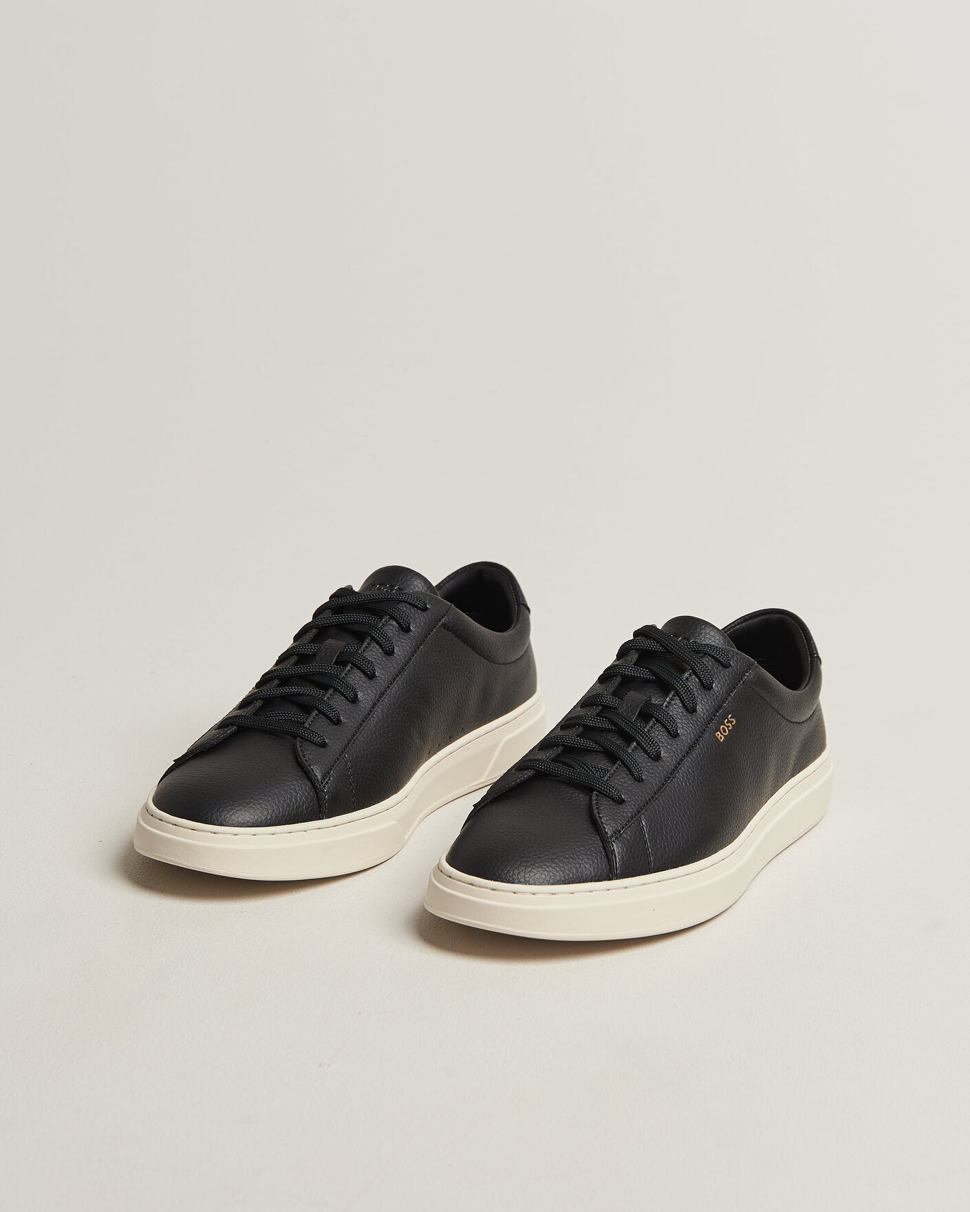 Boss BLACK Kieran Grained Leather Sneaker Black men 43 Sort