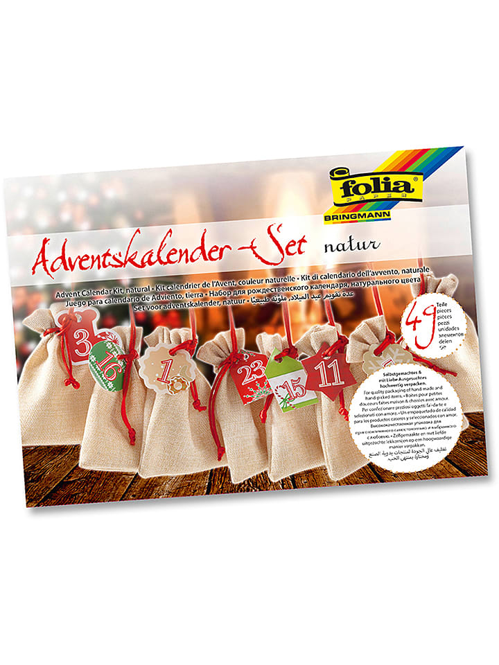 folia PAPER Adventskalender in Natur/ Rot - onesize
