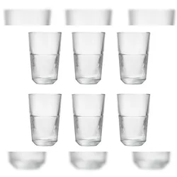 Royal Leerdam 6er Set Londdrinkglas Rayo, 360 ml, glasklares geribbelt, 12,9 cm hoch, für Wasser, Softdrinks oder als Cocktailglas