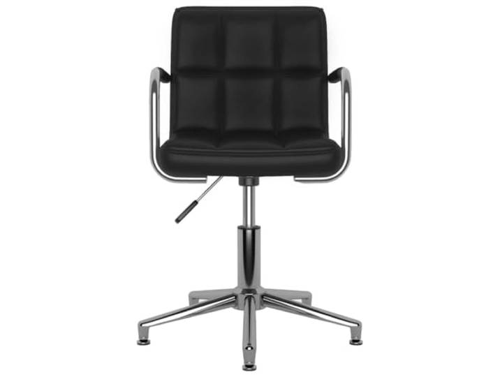 NKOPPFG Esszimmerstühle 4 STK Drehbar Schwarz Kunstleder 360 Grad drehbar, höhenverstellbar per Gasdruckfeder, verchromtes Stahlgestell, max. 110 kg pro Sitzplatz