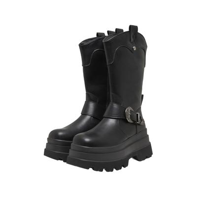 Sneaker BUFFALO "Buffalo JUPITER WEST BIKER", Damen, Gr. 36, schwarz, Polyurethan, unifarben, Schuhe Sneaker