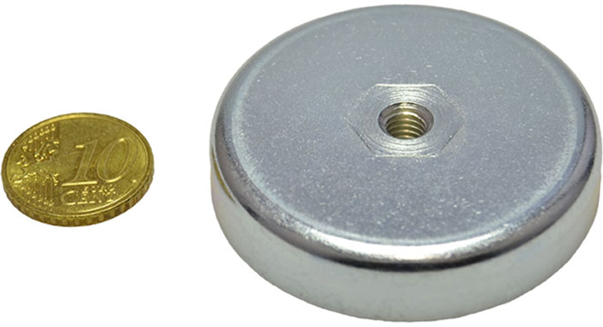 SPRINTIS 11 Aimants en pot en ferrite avec filetage intérieur 50 mm   M6   10 mm, ferrite, acier, argent