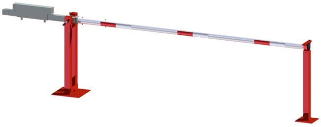 Schake Set Handschranke, B5000mm 950mm, Dreikant, Pendel + Bodenhülse + Befestigungsplatte + Dreikantschlüssel M 12 + Grauguss-Univ.-Schlüssel + Seilzugverstärkung