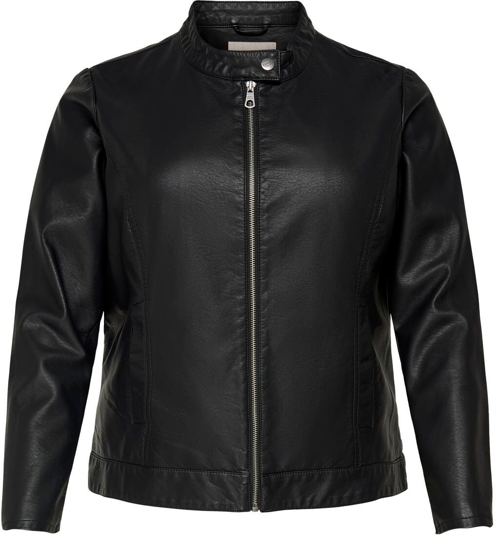 Lederimitatjacke ONLY CARMAKOMA "CARROBBER FAUX LEATHER JACKET NOOS", Damen, Gr. 44, schwarz, Web, Obermaterial: 100% Viskose, unifarben, Jacken Lederimitatjacke schwarz 44