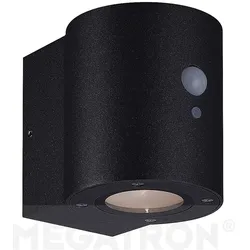 Megatron Solar Wandleuchte LOKY, IP54, rund, mit PIR -Sensor, 1W 3000K 110lm, Alu-Druckguss / PC, anthrazit MT70017